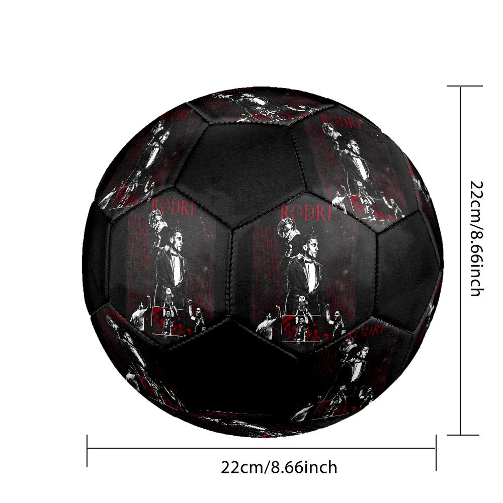 Rodri Size 5 Soccer Ball, Machine-Stitched PVC, Durable & High Bounce, All Ages Fit, fan merchandise, matches & outdoor use.