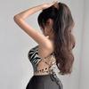 Women's Sexy Hottie Zebra Print Slim Fit Backless Cross-tie Short Tube Top Camisole