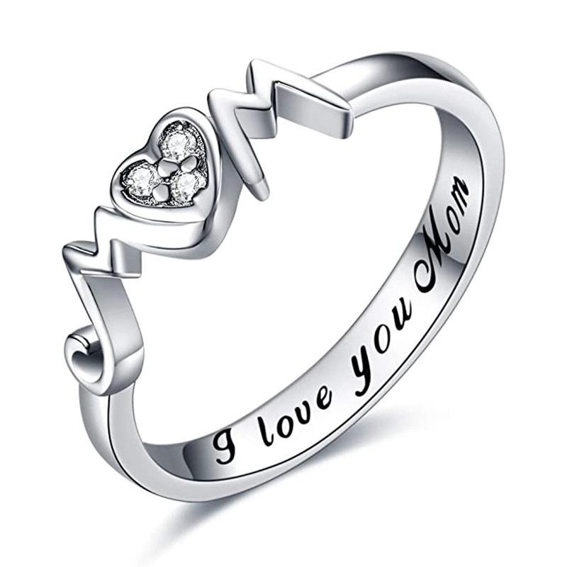

Cao Shi Mother s Day Gift: Wishing Spirit - I Love You Mom Ring from the MOM Series. Size 10