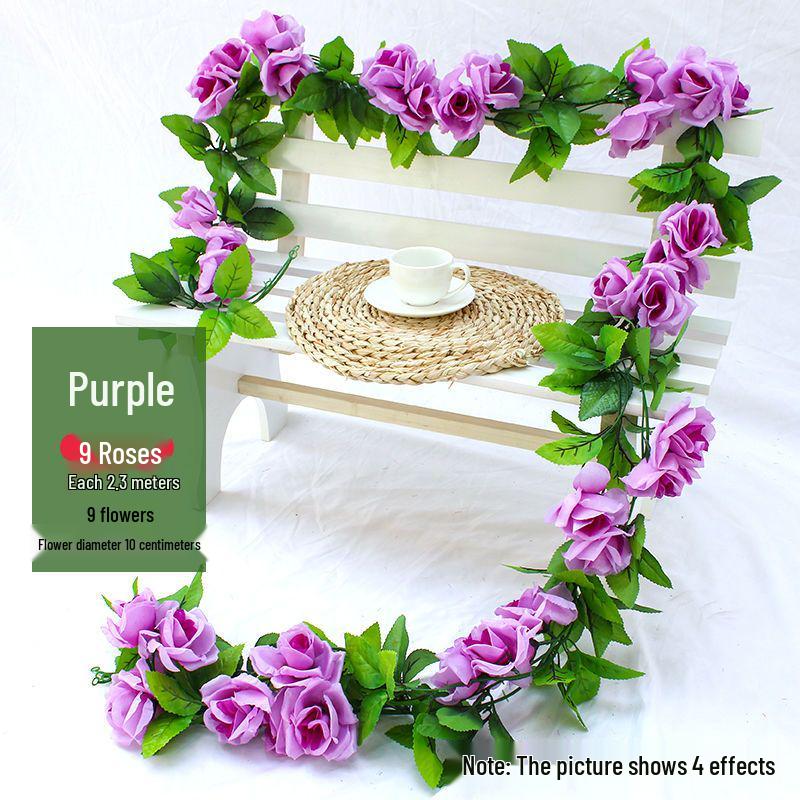 Artificial Rose Vine Garland for Air Conditioning Pipe Decoration