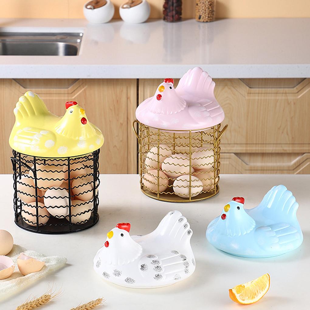 Vintage Wire Egg Storage Basket Chicken Shape Fruit Organizer For Kitchen Organization Fruit Basket