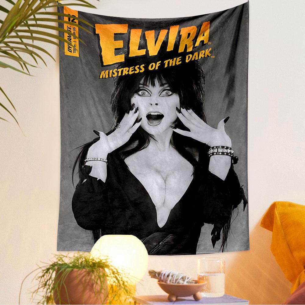 Elvira Tapestry Wall Hanging, Horror Icon Poster, Wall Decor for Bedroom Living Room Dorm
