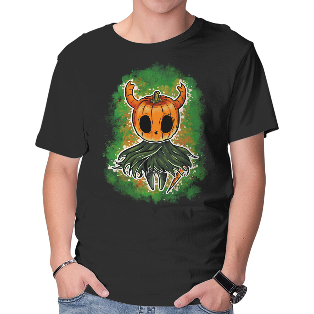 Unisex Crew Neck T-Shirt Pumpkin Knight Graphic Short Sleeve Casual Tee XXXL
