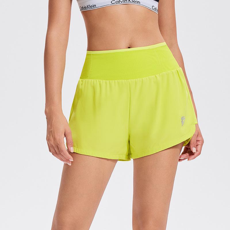 Women's Quick-Dry High-Waist Shorts with Zipper Pocket & Anti-Exposure Lining for Running & Fitness