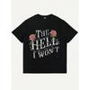 Women's Plus Size Round Neck Short Sleeve T-Shirt Easter Rose Print The Hell I Won't Casual Streetwear Home Top Black White