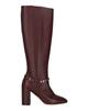 Triba Leather Knee High Boots Burgundy