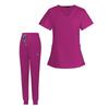 Female Scrub Set, V Neckline Machine Washable Beauty Parlour Comfortable with Multi Pockets Nurse