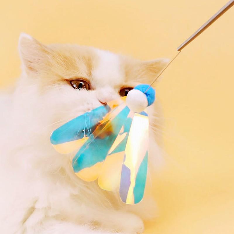 Cat Toys Feather Interactive Cat Toy Spring Stick Cats Toys with Bell Detachable Long Handle Cats Teaser Stick Toy Pet Supplies