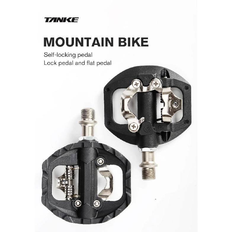 TANKE Mountain Bike Pedals 3 Sealed Bearing SPD Dual Clipless Flat & Lock Pedal Aluminum Cycling Pedals nylon cycling accessorie