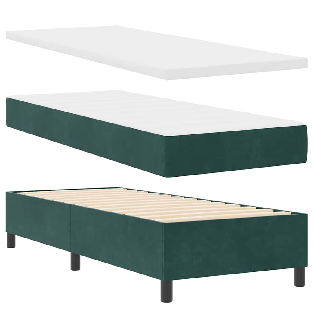 Box Spring Bed with Mattress Dark Green 80 X 200 Cm Velvet