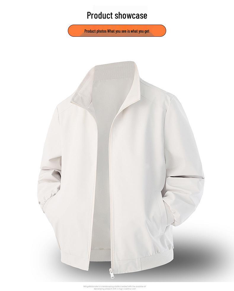 Men's Trendy Executive Stand Collar Jacket - Autumn/Winter Business Style, Simple Casual Design, Cotton-Padded