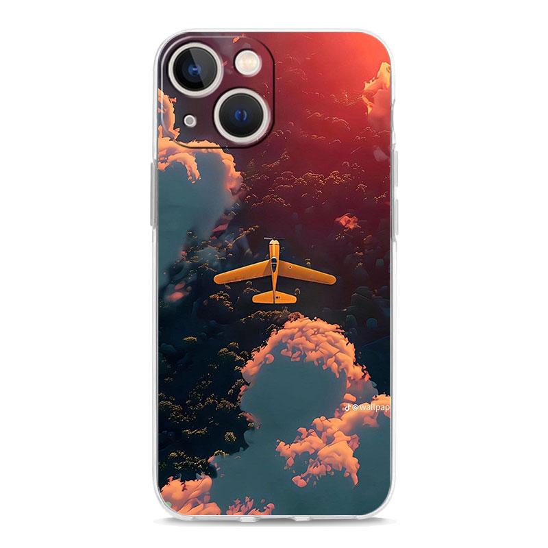Phone Case For iPhone 17 Air Cases iPhone 16 15 12 13 14 Pro Max SE 7 8 Plus iPhone11 Clear Soft Cover Airplane Pattern