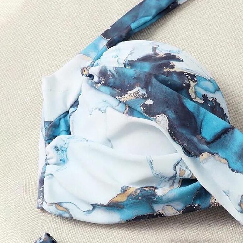 High Waist Bikini Women Push Up Swimsuit Women Printed Swimwear Tie Dye Bikini Set Summer Swim Beachwear