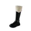 Leather Brown Thick-Soled High Tube Long Tube Cold-Resistant Leather Surface And Knee Long Snow Boots Women'S Winter Fleece Thickened Boots