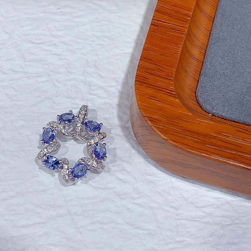 Sace Gems Coliere cu Pandantiv din Argint Sterling 925 cu Tanzanit Natural pentru Femei Două Moduri de Purtare Bijuterii Fine Cadou de Ziua de Naștere