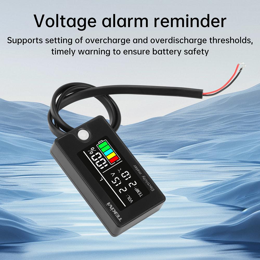 DC8-100V Universeller LCD Digitaler Batteriekapazitätsanzeiger Voltmeter Wasserdichter Spannungs-Leistungsanzeiger mit Temperaturwarnung