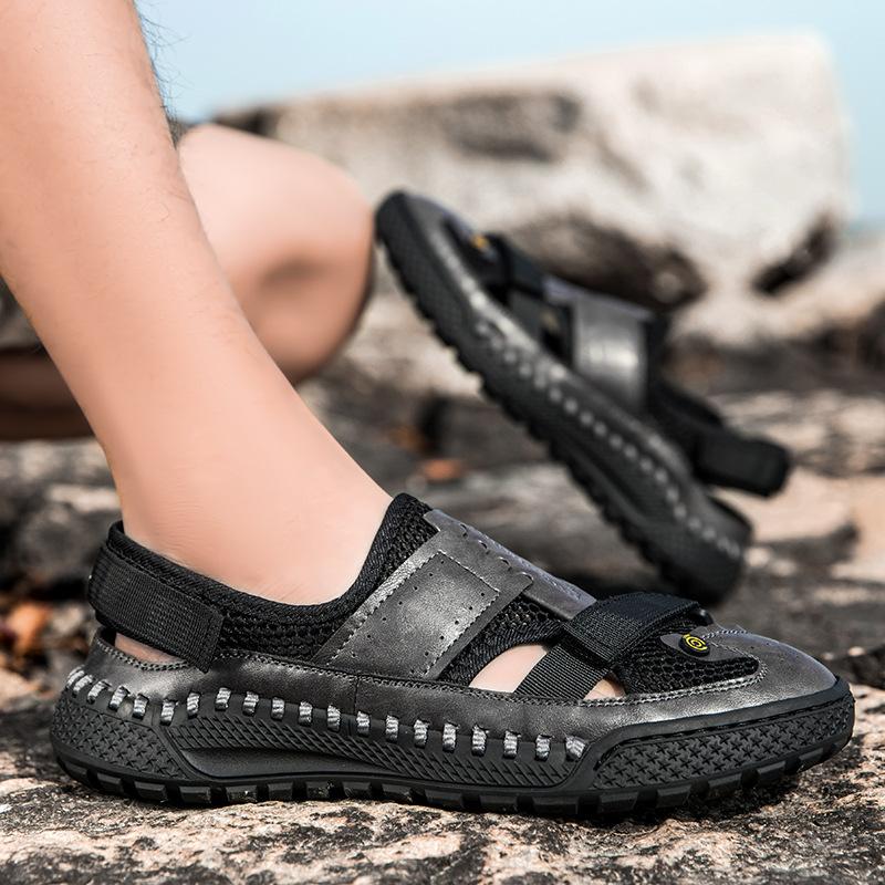 Foreign Trade Explosion, One-pedal Bag Head Cool Slippers 2025 Summer New Men's Breathable Casual Beach Shoes