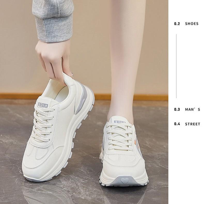 Shoes women's 2025 spring and autumn new comfortable round head casual shoes breathable non-slip wear-resistant heightening women's shoes