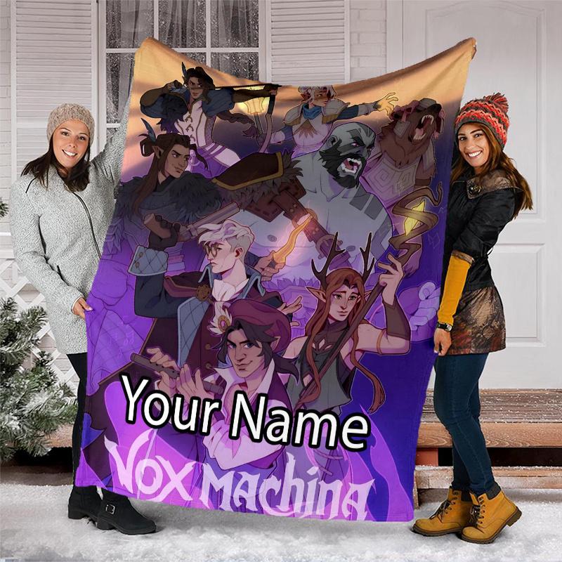 Custom Name Vox Machina Theme Printed Blanket - Perfect for Couch, Bed, Travel & Outdoor Use | Machine Washable, Cozy & Durable.