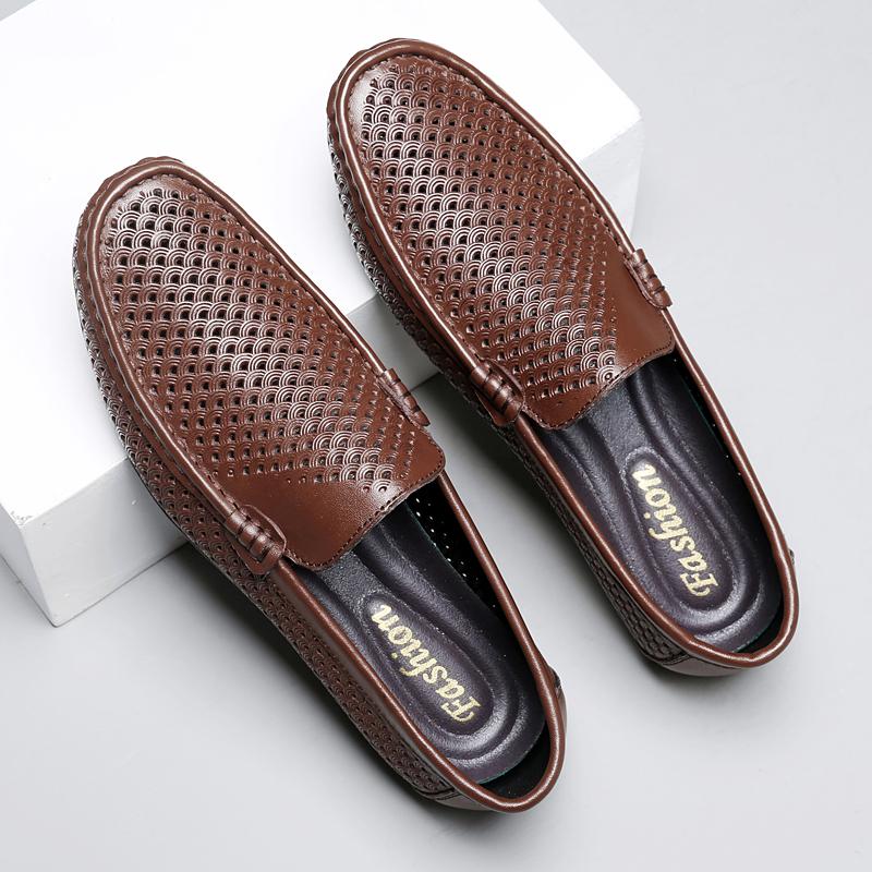 Fashion Genuine Leather Men's Loafers Comfortable Slip-on Flats Handmade Casual Driving Shoes Breathable Male Business Shoes Moccasins