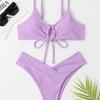 Solid Color Bikini Swimsuit Women's Split Two-piece Strap-up Sexy Bikini Xingcheng Swimsuit Beach Vacation