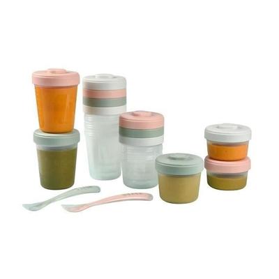 BÉABA - Set 12 Food Storage Portions and 2 Silicone Spoons - First Meal Pack - Eucalyptus