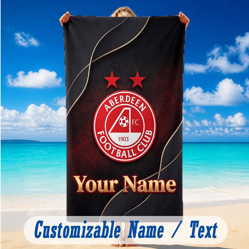 Beach Towel Custom Name Text, Quick Dry Large Towel For Beach HomeAberdeen FC
