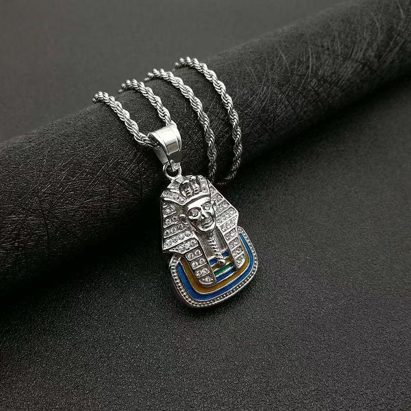 Moda Egiziana Ciondolo Faraone Iced Out Acciaio Inossidabile Colore Oro Collana per Donne Uomini Gioielli Antico Egitto Regalo 2025