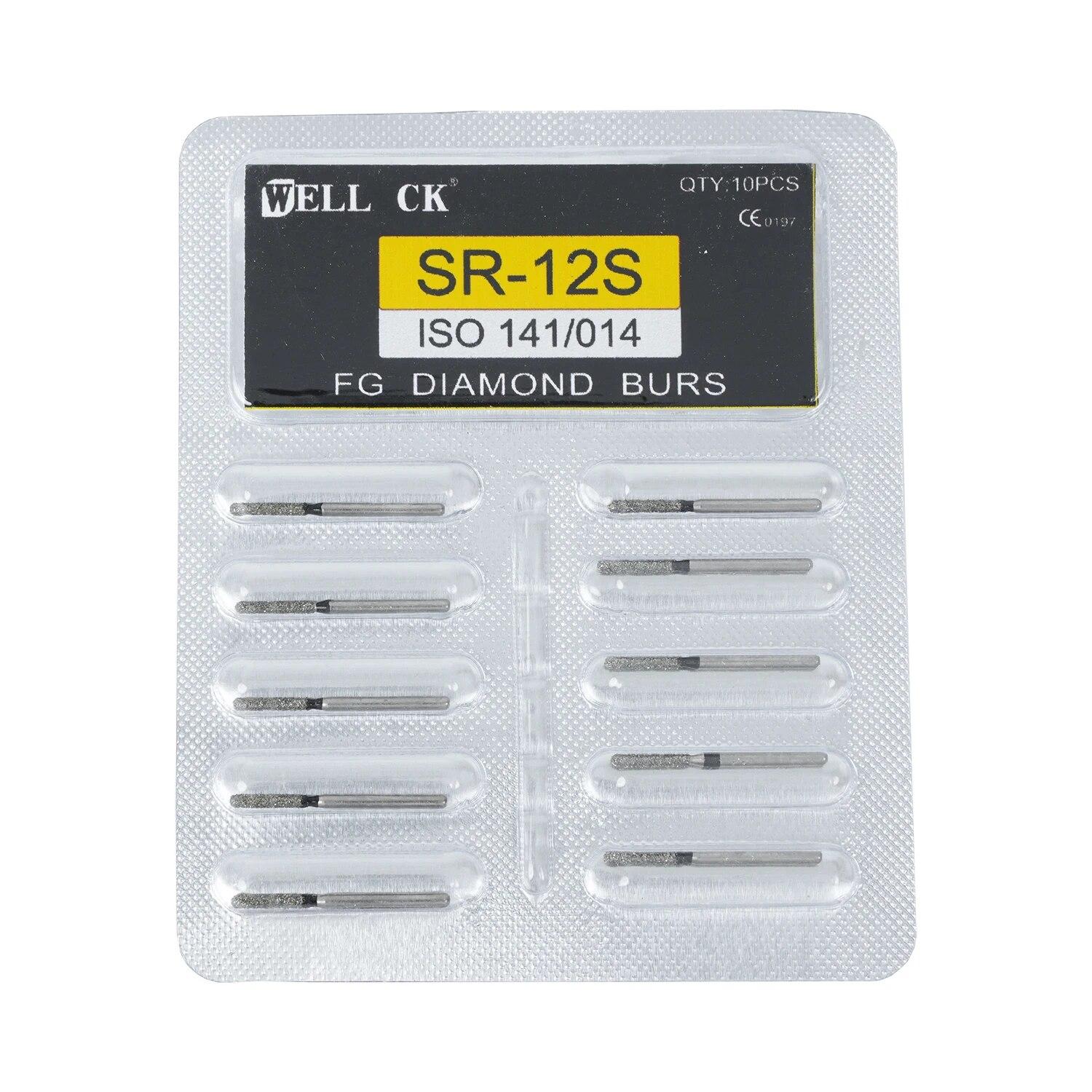 

10 шт./упак., стоматологические алмазные боры CK 1,6 мм для высокоскоростного наконечника, супер грубые алмазные боры, шлифовальный инструмент для стоматолога, шлифовальный инструмент 10pcs SR-12S