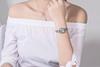 waterproof watch with a thin silver mesh strap and fashionable quartz Women's small, simple, movement.