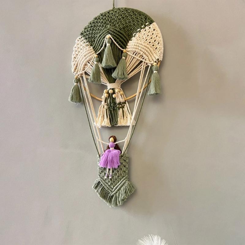 Arazzi da Parete Mongolfiera Artistici, Arazzi Macramè Intrecciati a Mano Decorazione per Soggiorno Camera da Letto