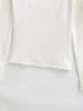 Pure Desire U-neck Lace Patchwork Fleece Long-Sleeve T-shirt for Women - Autumn/Winter Slim Fit Short Base Layer