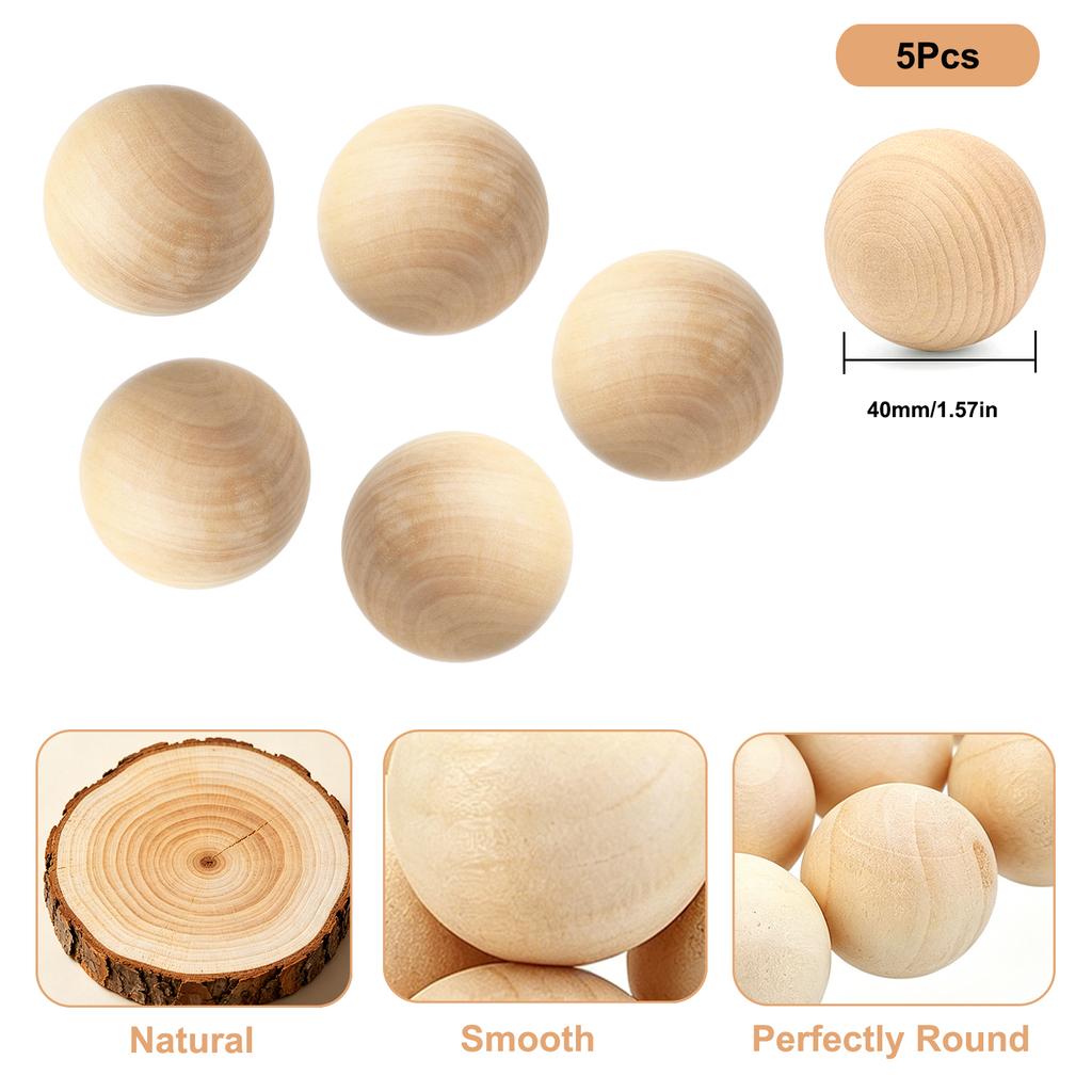 1-50Pcs Wood Ball Dia 6mm-75mm Wooden Primary Color Solids Round Wooden Ball Decoration DIY Home Painted Parts