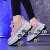 2025 NEU Rollschuhe mit LED 4 Räder Verformbar Einziehbar Rollschuhe Sneakers Skaten Parkour mit Rädern für Mädchen Jungen
