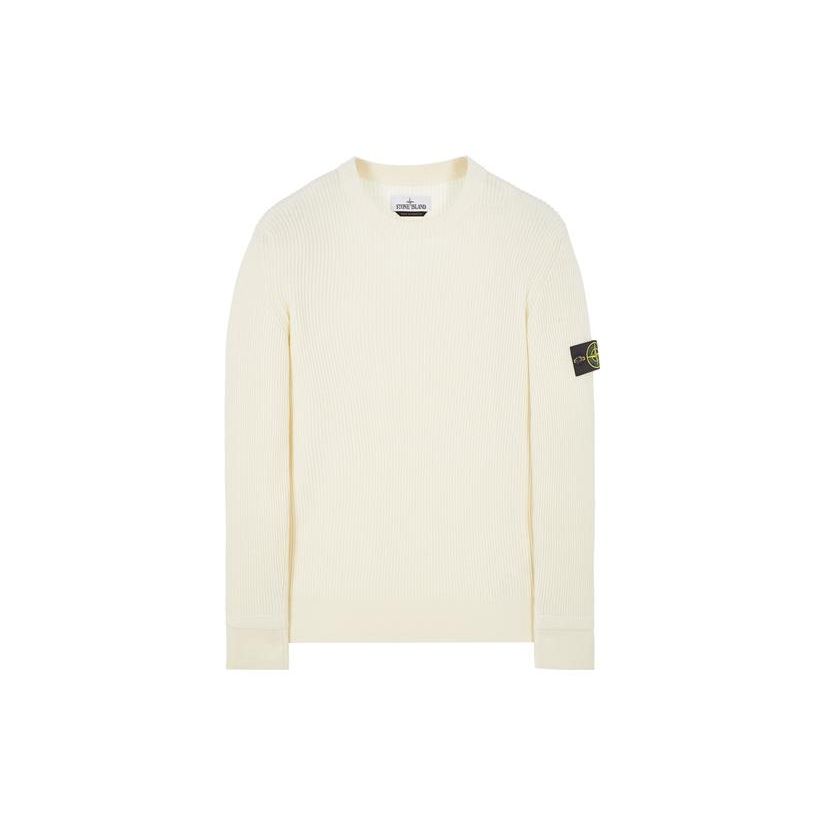 

Stone Island FW22 Solid Logo Patch Crew Neck Wool Sweater Men sweater Natural-White 7715553C2-V0080 XL