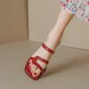 French thick heel cool slippers women's 2025 new summer retro outer wear red high heels one-word sandals women's shoes