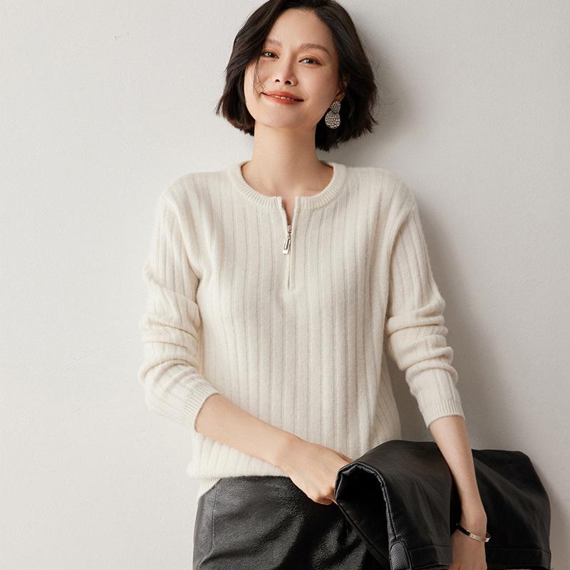Women's Autumn/Winter 2024 Loose Cashmere Half-Zip Sweater