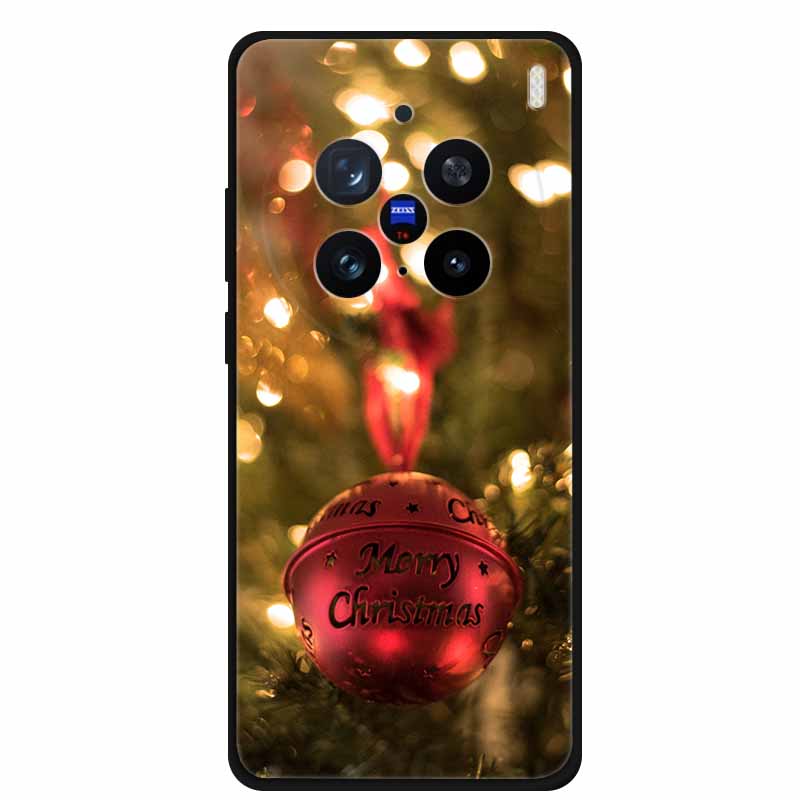 Christmas Cover For Vivo X200 Pro 6.78"Black Silicone Case For vivo X200 Pro mini 6.31" TPU Santa Claus ChristmasTree Back Cover