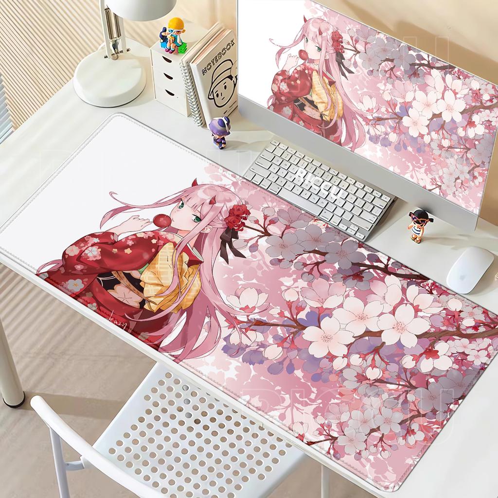 Großes Anime-Mädchen-Mauspad Darling in the FranXX 02 Gaming-Mauspad PC-Zubehör Maismatte Zero Two HD-Druck Tastatur Schreibtischmatte