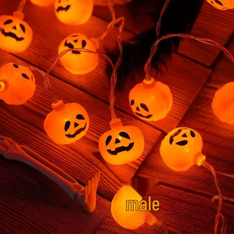

Outdoor Waterproof Halloween Pumpkin Skeleton String Lights - Festive Ghost Fairy Lights for Holiday Atmosphere 2m 10 Lights - USB (Steady On)