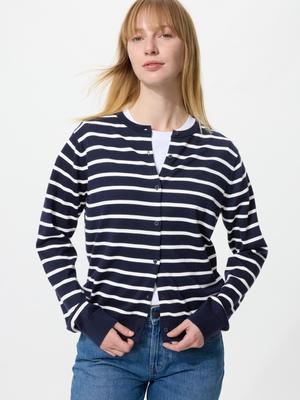 Uv Protection Crew Neck Cardigan  Stripe 