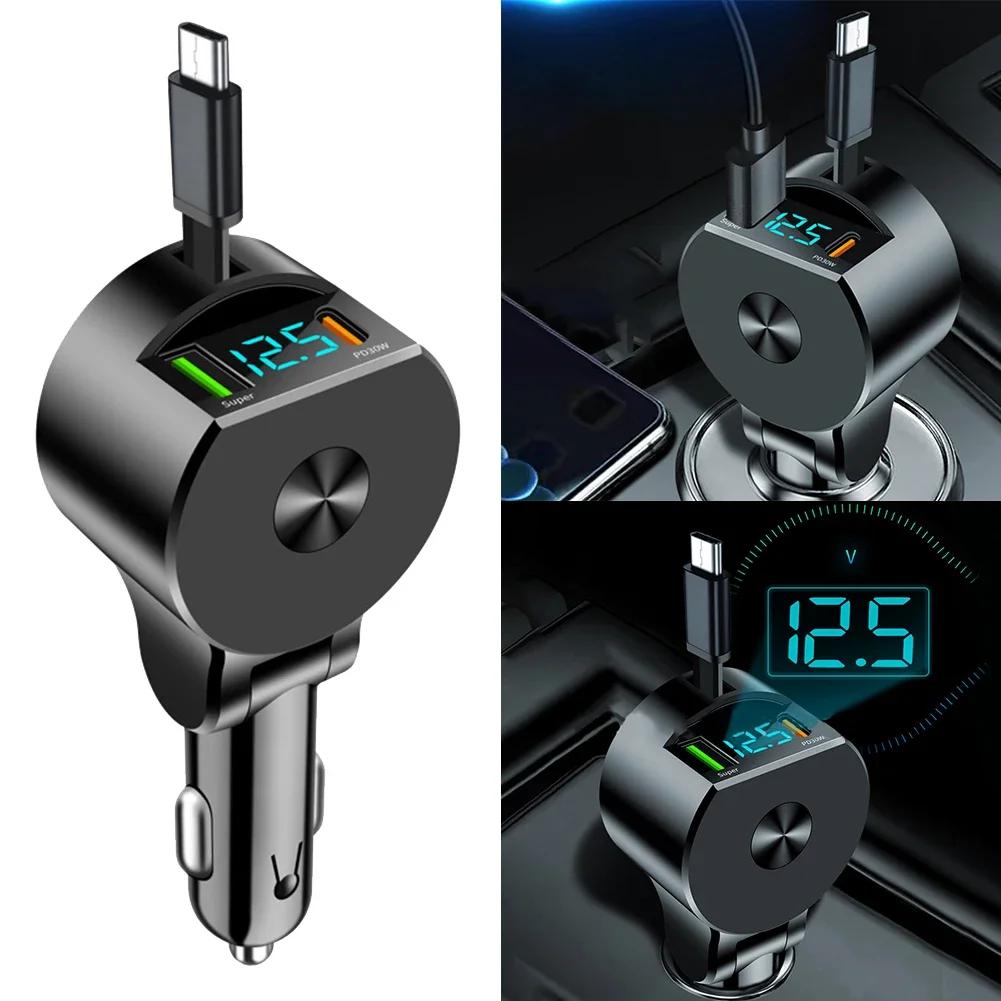 3 In 1 Car Charger Car Fast Charger Neat And Organized Charging Type-C Output Aluminum Alloy Material During Travels