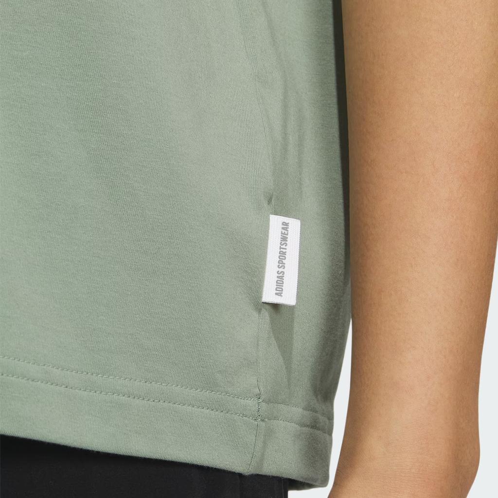 Adidas Sportswear Print Casual Round Neck Short Sleeve T-Shirt Women Tops Silver Grey Green IS7402