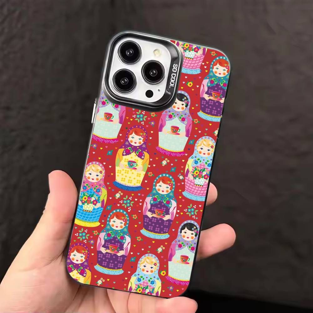 

Russian Dolls Matryoshka Phone Case For iPhone 17,16,15,14,13,12,11,Pro Max,Plus Candy Silver Cover iPhone12PRO