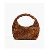 Vintage niche wooden beaded handbag 2026 new handwoven shoulder messenger bag summer beach bag