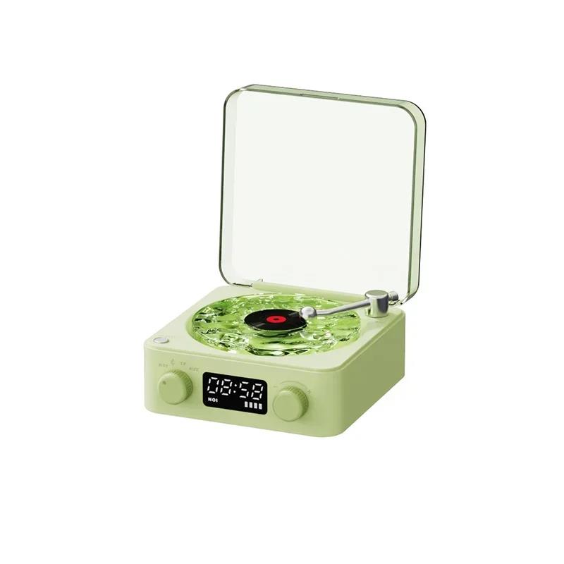 Waves Vinyl-Player Bluetooth-Lautsprecher mit Weißem Rauschen Retro-Plattenspieler-Lautsprecher Schlafhilfe Vitrola-förmiger Lautsprecher mit RGB-Licht