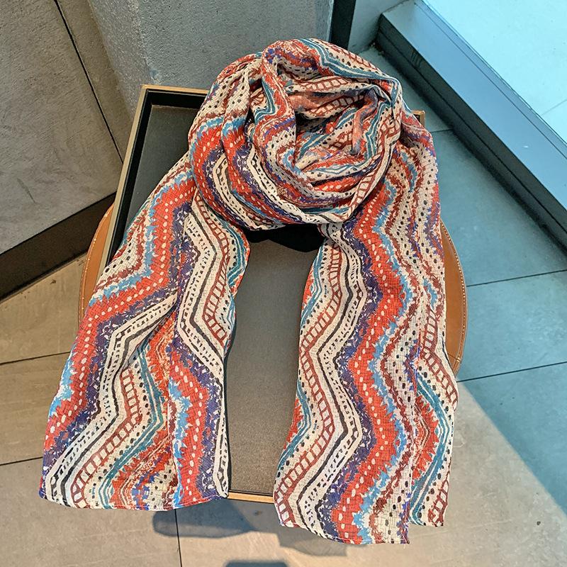 

Elegant Women Silk Scarf Wrap Shawl Retro Print Ladies Sunscreen Bandanas Hijab Mujer Boho Scarve Pareo Casual Chinese Style New One Size& 8Y