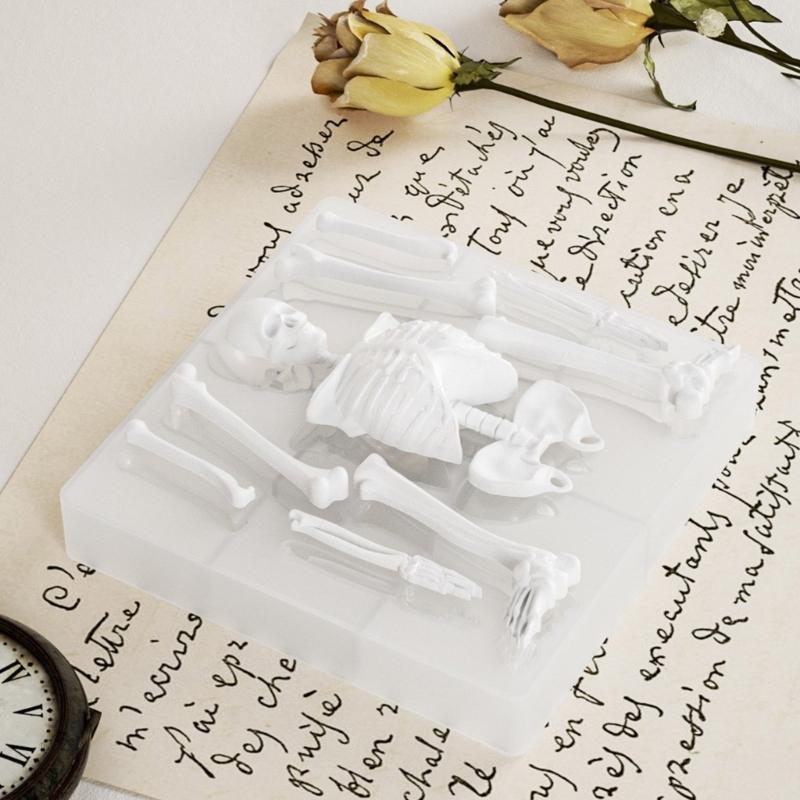 Creative Halloween Skeleton Body Stand Mould Flexible Silicone Mold for Plaster Figurine Festives Decoration Mould