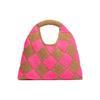 Marni Market Letter Patch Geometric Pattern Acrylic Knit Leather Tote Bag Medium Women handbags Brown Pink SHMH0049A0FW305CHC57
