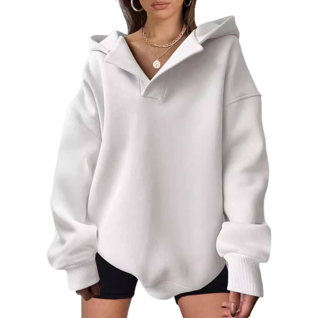 

Autumn Winter Women s Sweatshirt Solid Color Long Sleeve Hooded Loose Sweatshirt for Women S
